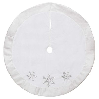 Northlight 48" White and Silver Embroidered Sequin Snowflakes Tree Skirt