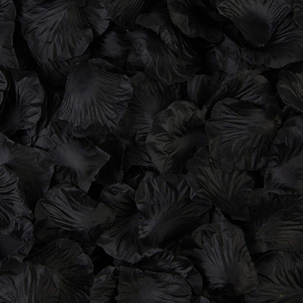DJBM 1000 Pieces Rose Petals Artificial Flower Petals for Wedding Party Decoration Black