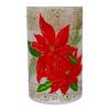 10" Hand-Painted Red Poinsettias and Gold Flameless Glass Christmas Candle Holder view 1