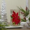 10" Hand-Painted Red Poinsettias and Gold Flameless Glass Christmas Candle Holder view 2