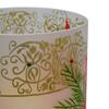 10" Hand-Painted Red Poinsettias and Gold Flameless Glass Christmas Candle Holder view 4