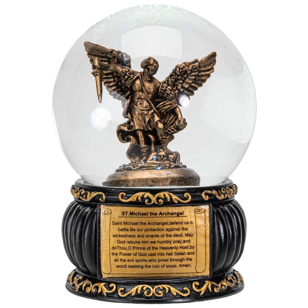 SUMMIT COLLECTION Saint Michael The Archangel Guardian Protector San Miguel Water Globe 100mm Christian Collectible