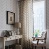 JAIJY 2Pcs Black Cute Geometric Small Tree Kitchen Drapes with Tassels, Chic Semi Blackout Linen Cotton Rod Pocket Farmhouse Girls Room Window Curtains, 2 Panels, 59"x63", Cream view 2