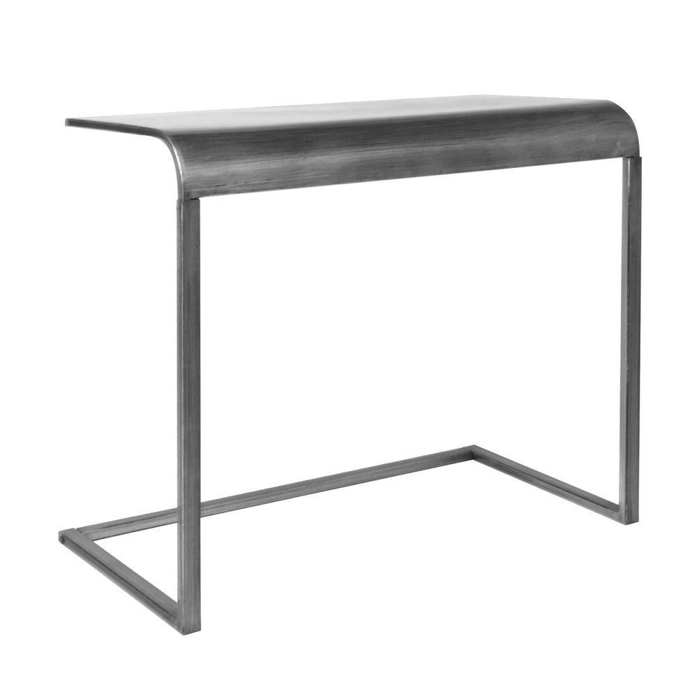 American Art Decor Silver Mobile, Portable, & Compact Home Office C-Shaped Desk