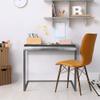 American Art Decor Silver Mobile, Portable, & Compact Home Office C-Shaped Desk view 3