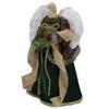 18" Red and Green Angel in a Dress Christmas Tree Topper Accented with Holly Berries - Unlit view 4