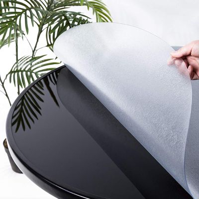 Geovne Frosted Clear PVC Tablecloths,Table Protector,Waterproof/Oil-Proof Round Table Cover,2mm Thick Desk Pad,Heat Resistance Clear Table Cover Protector,18 Sizes (95cm/37in)