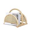 HQBL Rattan Newspaper and Magazine Rack, Farmhouse Rustic Woven File Storage Basket with Handles- for Coffee Table, Side Table, Living Room, Reception Desk, Bathroom view 1