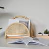 HQBL Rattan Newspaper and Magazine Rack, Farmhouse Rustic Woven File Storage Basket with Handles- for Coffee Table, Side Table, Living Room, Reception Desk, Bathroom view 2