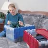 Akro-Mils KeepBox 12 Gallon Storage Container, Nesting and Stackable Plastic Storage Box with Lid Attached, Clear Tote for Garages, Closets, and Moving, 21-1/2" x 15" x 12-1/2", Clear/Red view 2