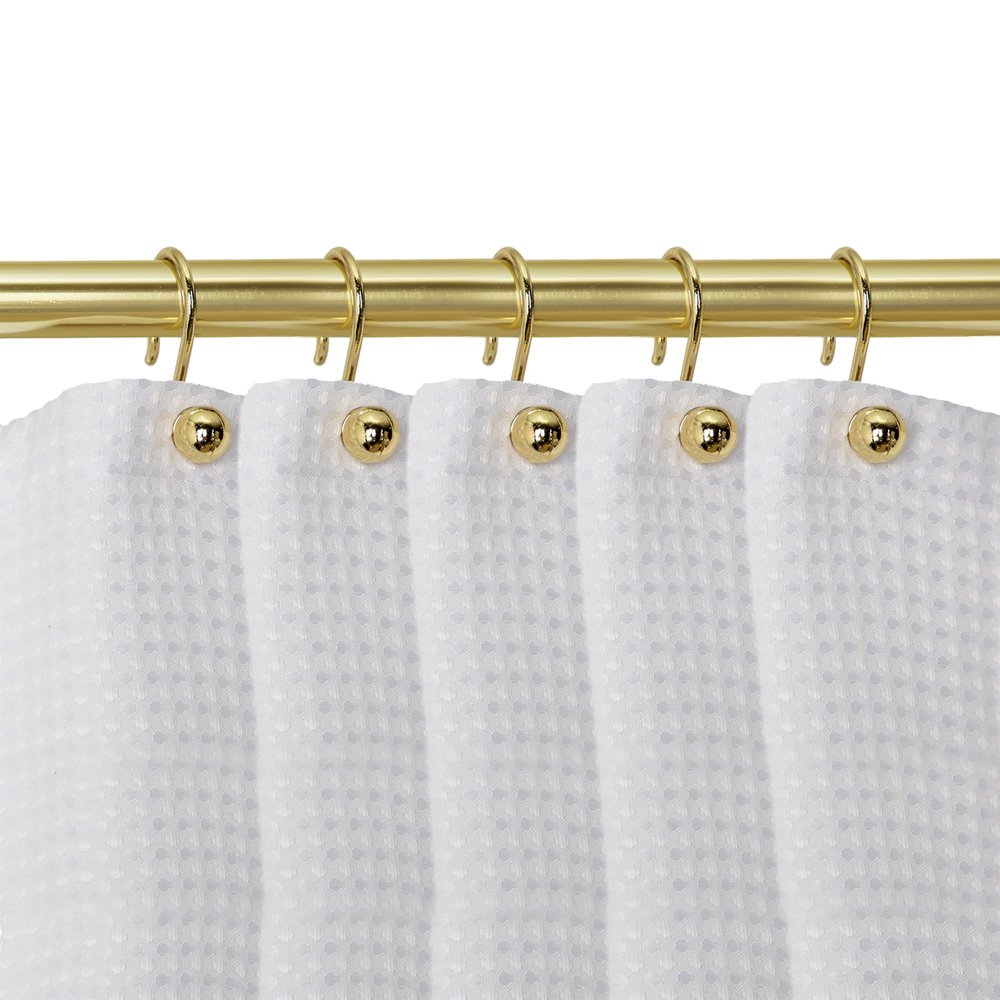 Utopia Alley Shower Hooks - Shower Curtain Rings for Bathroom - Rust Proof Shower Curtain Hooks for Shower Curtain or Liner - Set of 12, Gold