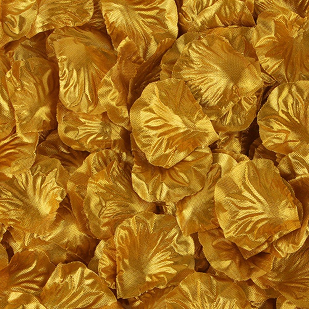 DJBM 1000 Pieces Rose Petals Artificial Flower Petals for Wedding Party Decoration Gold