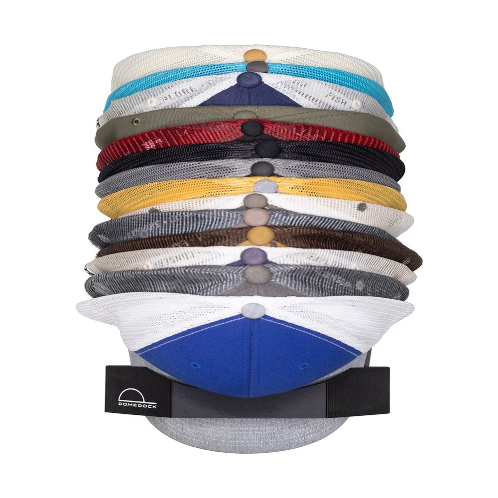 Dome Dock The Original USA-Made Hat Rack and Compact Hat Organizer for Wall Installation, 20 Hat Capacity, Black