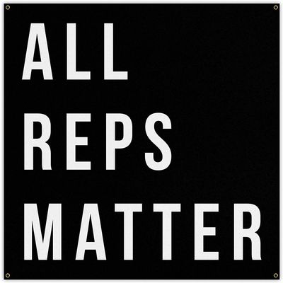 Damdekoli All Reps Matter Banner - Home Gym Decor - Large Wall Art - Fitness Training - Weightlifting Garage Inspirational (20 x 20 Inches)