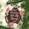 Designsify Christmas Tree Decoration, First Christmas with My Mummy 2021, Circle Ornament A, Gifts for Birthday Anniversary Valentines Mom Mothers Fathers Day Party, to Men Women Him Her Friend view 2