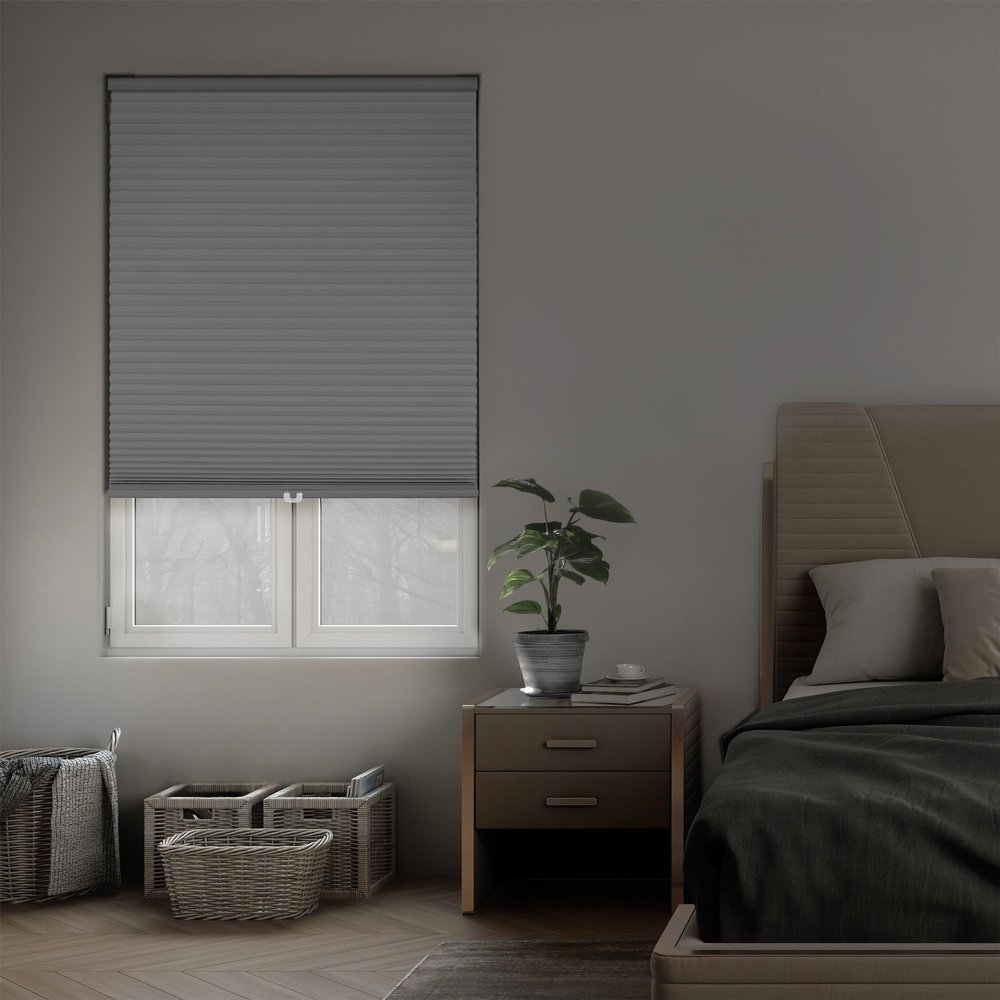 DEZ FURNISHINGS Cordless 1.5" Blackout Cellular Shade, Energy Saver, 60.5" W x 72" H, Gray Cloud