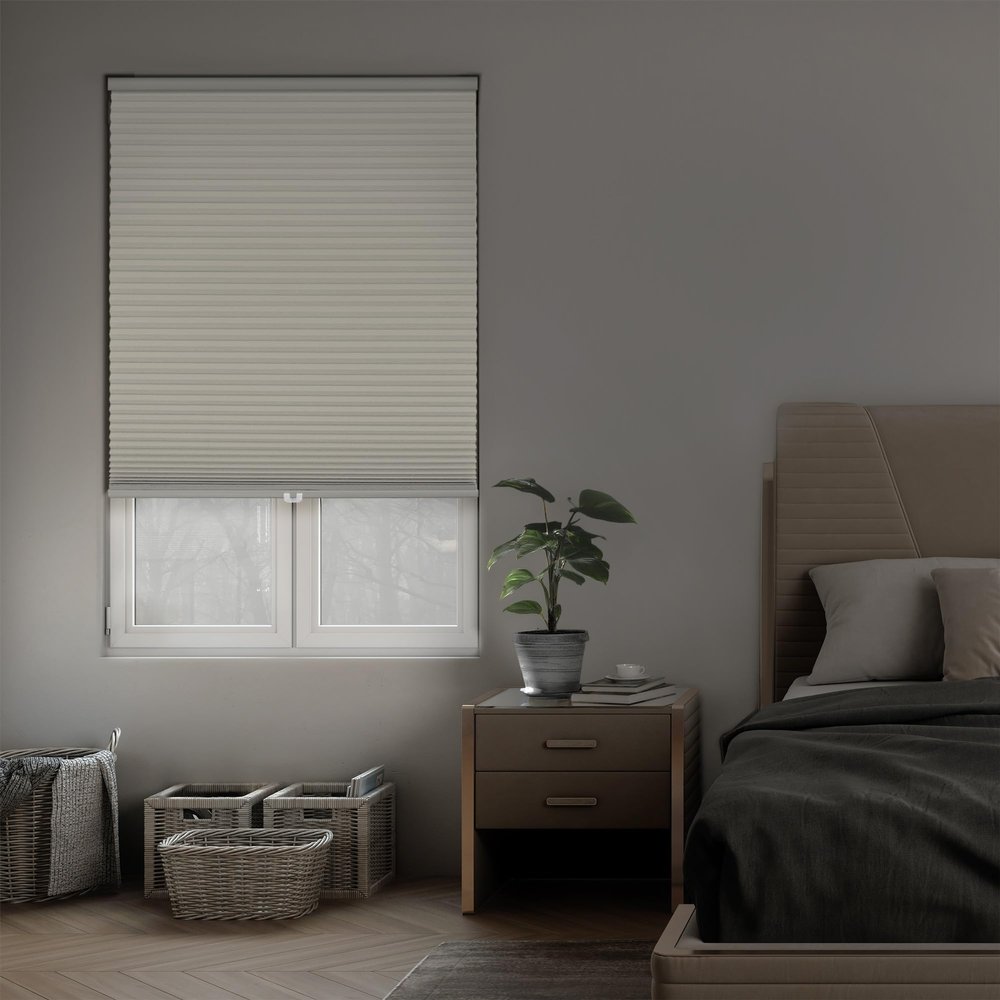 DEZ FURNISHINGS Cordless 1.5" Blackout Cellular Shade, Energy Saver, 65" W x 72" H, Alabaster