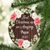 Designsify Christmas Tree Decoration, First Christmas As an Amazing Papa 2021, Circle Ornament A, Gifts for Birthday Anniversary Valentines Mom Mothers Fathers Day Party, to Men Women Him Her view 2