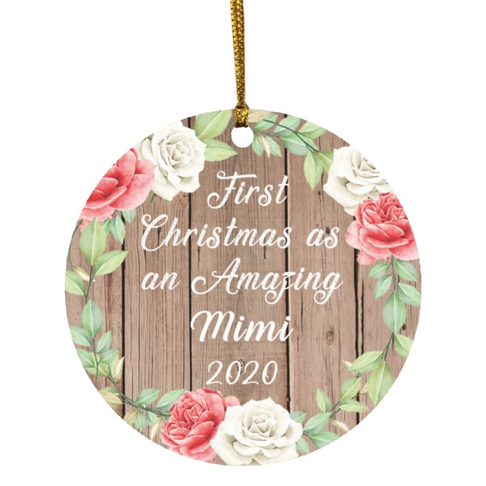 Designsify Christmas Tree Decoration, First Christmas As an Amazing Mimi 2020, Circle Ornament B, Gifts for Birthday Anniversary Valentines Mom Mothers Fathers Day Party, to Men Women Him Her