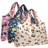 allydrew Large Foldable Tote Nylon Reusable Grocery Bags, 3 Pack, Delicious Foods view 1