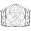 Best Choice Products 3-Panel 55x33in Solid Wrought Iron See-Through Metal Fireplace Screen, Spark Guard Safety Protector w/Decorative Scroll - Pewter view 1