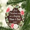 Designsify Christmas Tree Decoration, First Christmas As an Amazing Mum & Dad 2022, Circle Ornament A, Gifts for Birthday Anniversary Valentines Mom Mothers Fathers Day Party, to Men Women Him view 2