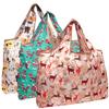 allydrew Large Foldable Tote Nylon Reusable Grocery Bags, 3 Pack, Holiday Animals view 1