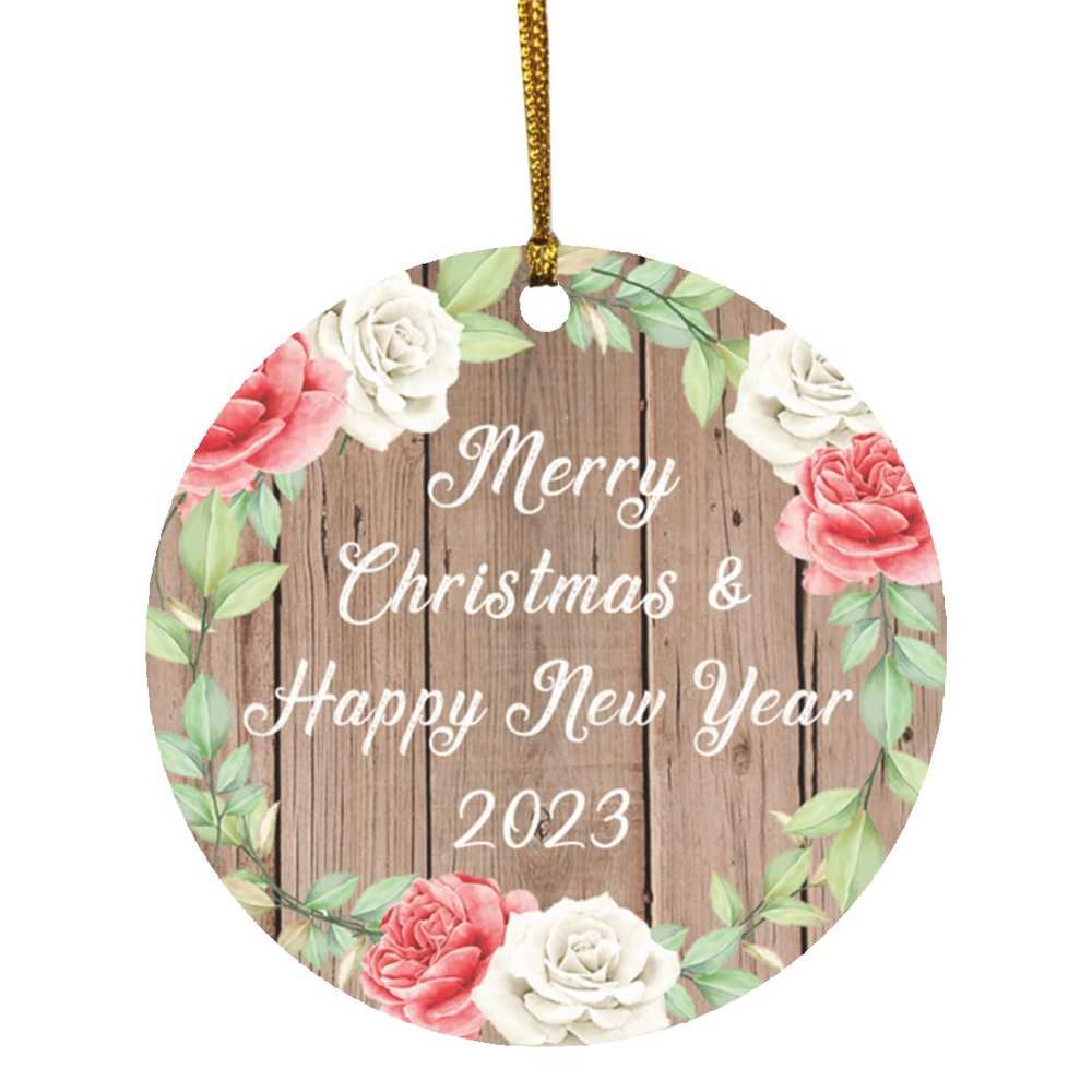 Designsify Christmas Tree Decoration, Merry Christmas & Happy New Year 2023, Circle Ornament B, Gifts for Birthday Anniversary Valentines Mom Mothers Fathers Day Party, to Men Women Him Her