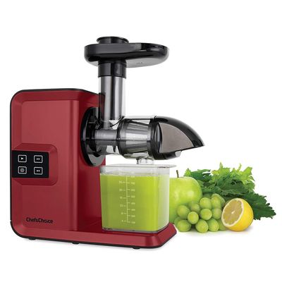ChefsChoice Juicer Cold Press Masticating with Quiet Motor Digital Controls Anti-Clog Reverse Function For Juicing Fruits Vegetables and Greens, 150-Watts, Red