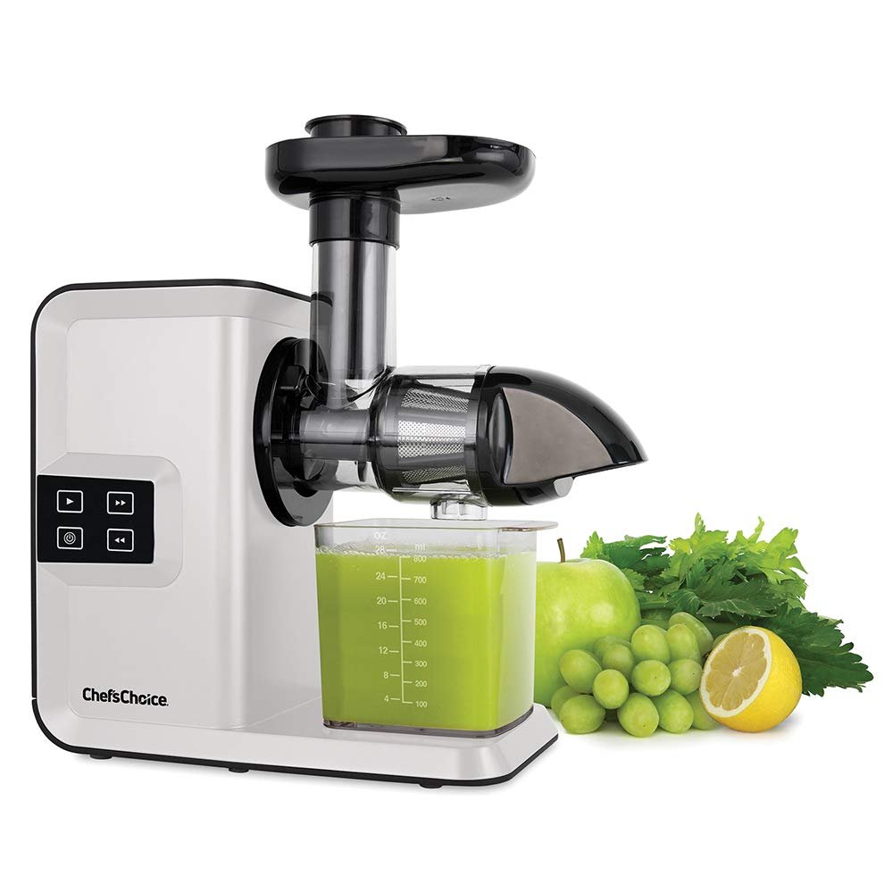 ChefsChoice Juicer Cold Press Masticating with Quiet Motor Digital Controls Anti-Clog Reverse Function For Juicing Fruits Vegetables and Greens, 150-Watts, White
