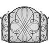 Best Choice Products 3-Panel 55x33in Solid Wrought Iron See-Through Metal Fireplace Screen, Spark Guard Safety Protector w/Decorative Scroll - Black view 1