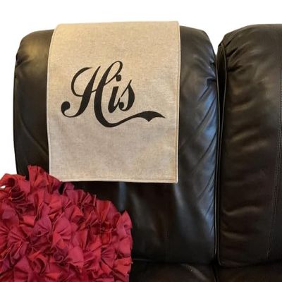 Headrest Cover His for Chair Cover, headrest Cover for recliners Sofa Cover Protector pad, Office, Theater Chair,Sofas, loveseats, Protector for Furniture slipcovers, RV's 17x27 by: Bittlemen Co.