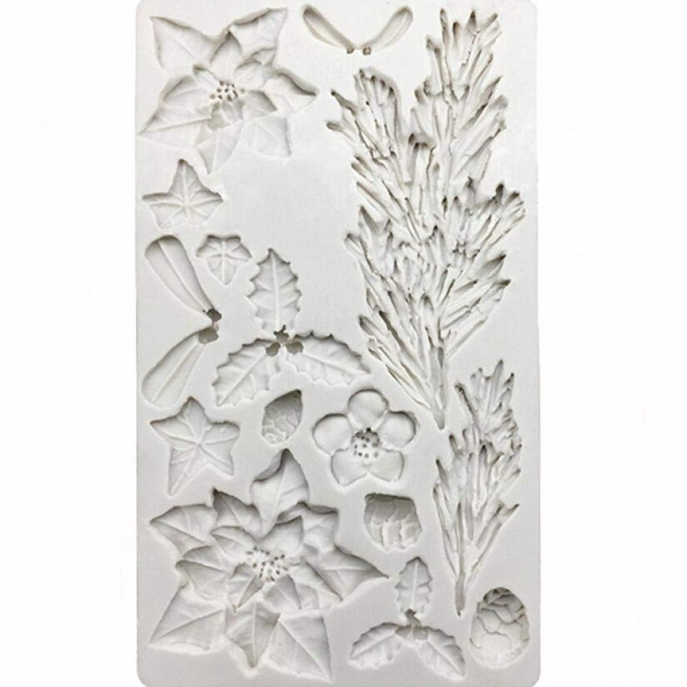 1pc Christmas Silicone Fondant Cake Mold Xmas Tree Flower Poinsettia Candy Chocolate Gumpaste Decorating Mold Baking Tools