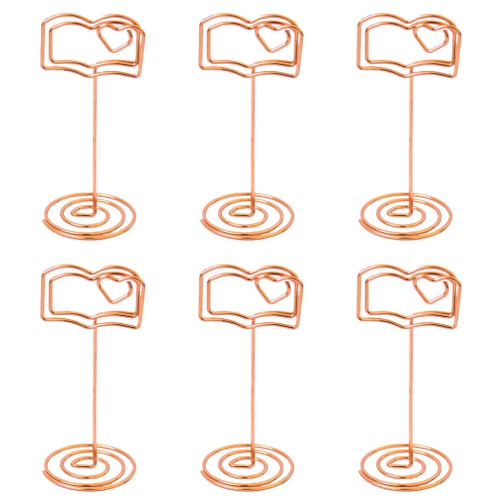Cabilock 6pcs Decorative Wedding Memo Clips Unique Book Shape Table Place Card Holders for Parties Events and Home Decor Elegant Finish for Photos and Notes