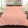 3 Piece Cross Diamond Ruffle Duvet Cover with Zipper & Corner Ties 800 Thread Count 100% Egyptian Cotton Premium Hotel Class Decorative Bedding (Full/Queen, Peach) view 1