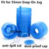 Jucoan 100 Pack Water Bottle Caps, 55mm 3&5 Gallon Non Spill Water Jug Caps, Replacement Snap On Caps for Water Dispenser Jugs, Includes 1 Wood Stick for Easy Remove view 2