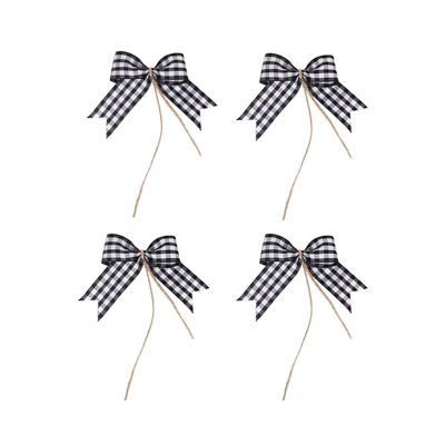 DUO ER 4Pcs/Pack Christmas Small Bow Christmas Tree Decoration Gift Box Packaging New Year Decorations Bows for Holiday Party Crafts (Color : Black)