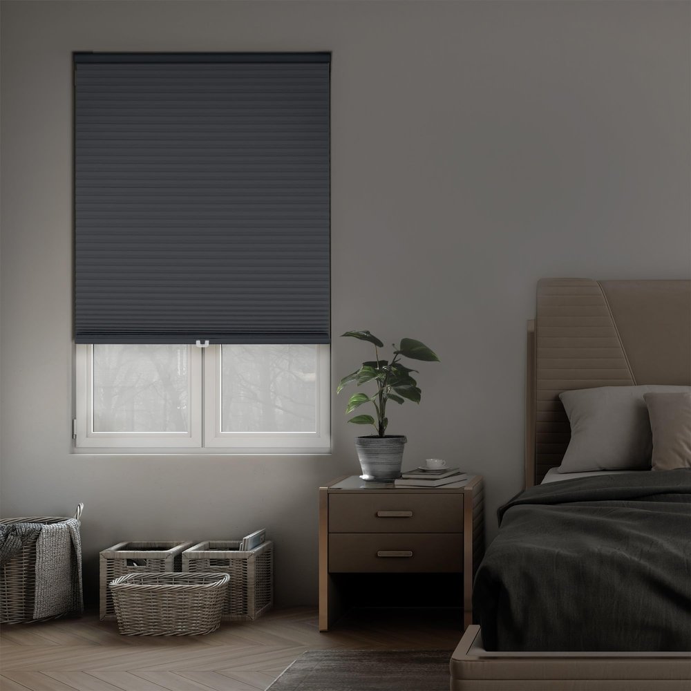 DEZ FURNISHINGS Cordless 1.5" Blackout Cellular Shade, Energy Saver, 62.5" W x 72" H, Anchor Gray