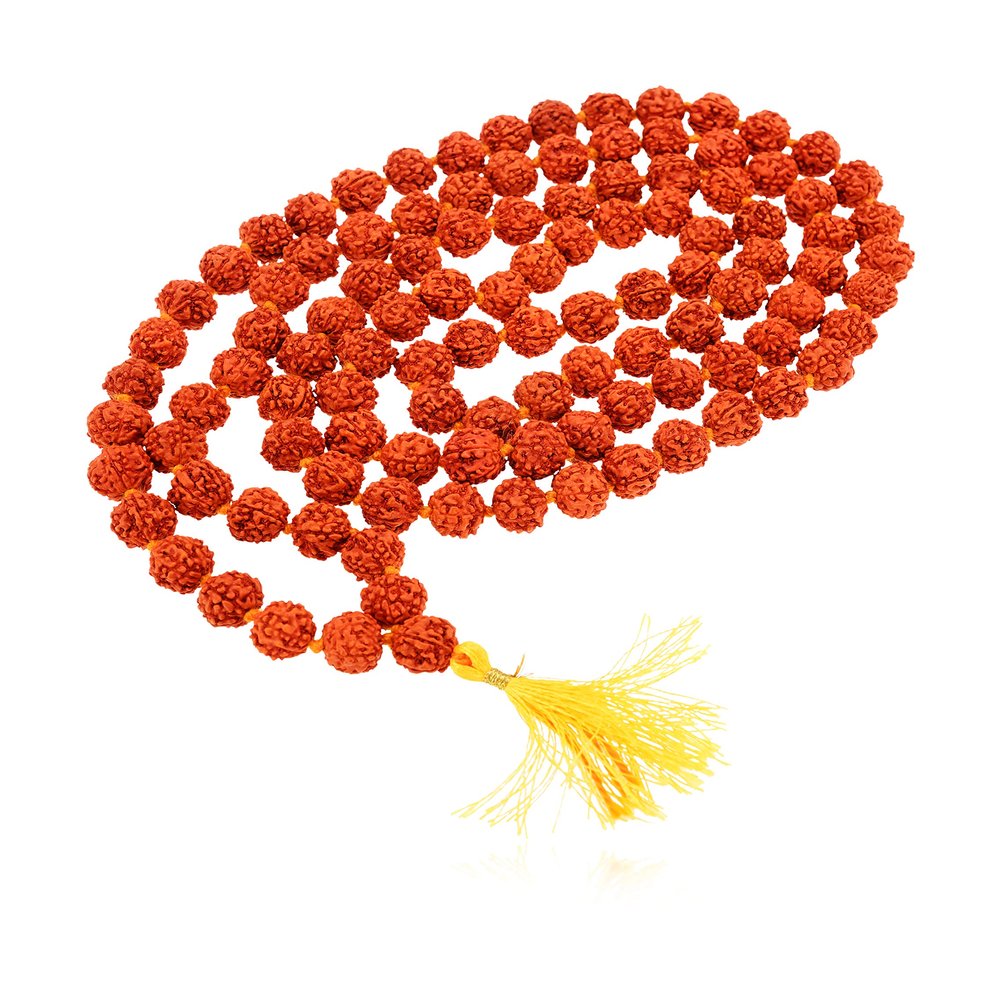 KESAR ZEMS Natural Five Face -Panch Mukhi Rudraksha Mala-Rudraksha 9 MM Beads Rosary for Jaap - for Gift as a Sign of Goodness(108+1)