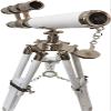 Nautical Marine Vintage Collection White Leather Telescope Tabletop Movie view 1