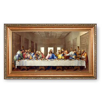 The Last Supper by Da Vinci The World Classic Art Reproductions,Giclee Prints Framed WallArt for Home Decor,Image Size:24x12 inches,Italy Style Luxurious Gold Embossing Framed Size:28.5x16.5 inchs