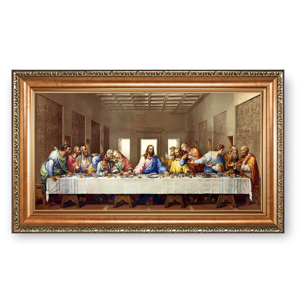 The Last Supper by Da Vinci The World Classic Art Reproductions,Giclee Prints Framed WallArt for Home Decor,Image Size:24x12 inches,Italy Style Luxurious Gold Embossing Framed Size:28.5x16.5 inchs
