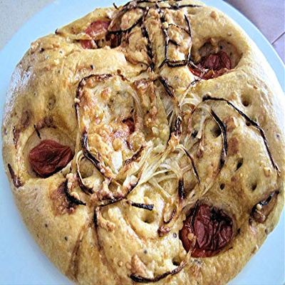 Home Comforts Onions Bread Food Tomatoe Herbs Focaccia-20 Inch By 30 Inch Laminated Poster With Bright Colors And Vivid Imagery-Fits Perfectly In Many Attractive Frames