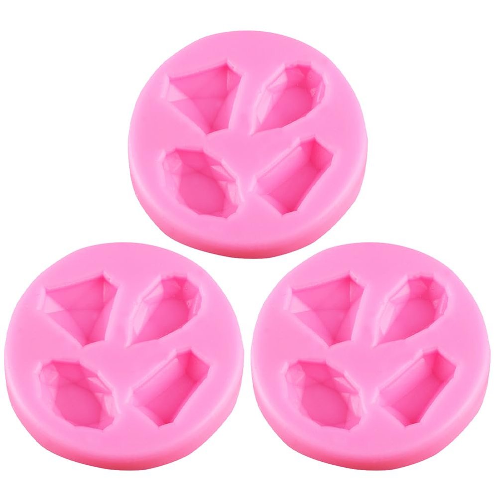 Gem Mold Silicone Set 3Pcs 2.75 Inch Baking Molds for Cake Decorating Fondant Resin Epoxy Polymer Clay Pastry