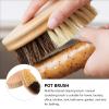2pcs Wooden Kitchen Brush Vegetable and Fruit Scrubber Ergonomic Design for Cleaning for Kitchen and Bathroom Use view 3