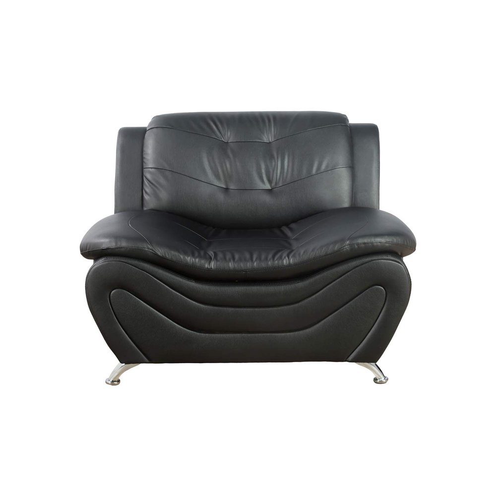 Ainehome Faux Leather Contemporary Living Room Single Chair, Black