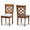 Baxton Studio Grey Upholstered and Brown Finished Wood 2-Piece Dining Chair Set view 1