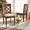 Baxton Studio Grey Upholstered and Brown Finished Wood 2-Piece Dining Chair Set view 2