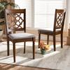 Baxton Studio Grey Upholstered and Brown Finished Wood 2-Piece Dining Chair Set view 2
