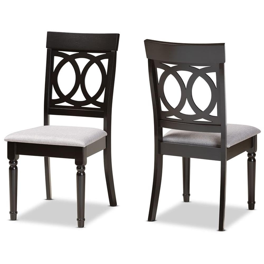 Baxton Studio Grey Upholstered and Brown Finished Wood 2-Piece Dining Chair Set